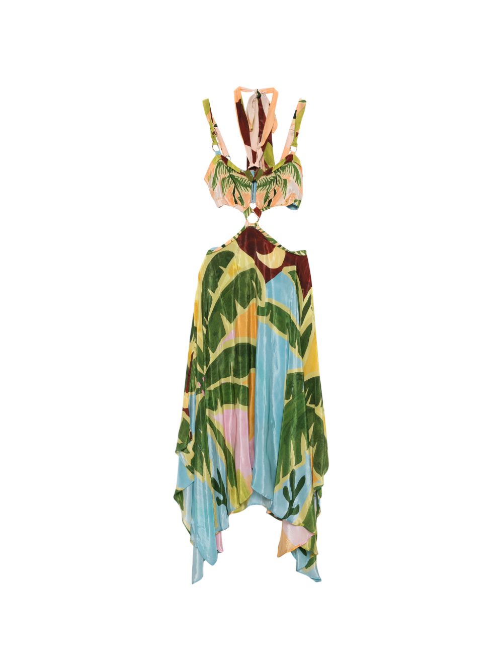 Multicolor Tropical Painting Cut-Out Buckles Maxi Dress 349023 26098 TROPICAL FARM RIO
