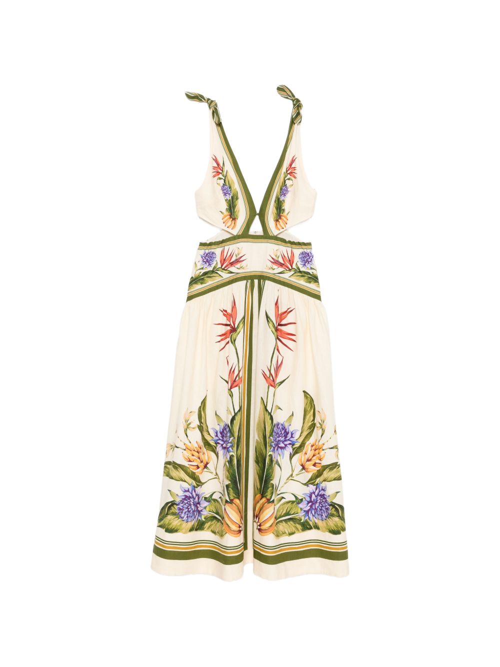 Abito lungo in misto lino con cut-out 349087 26100 TROPICAL SCARF FARM RIO