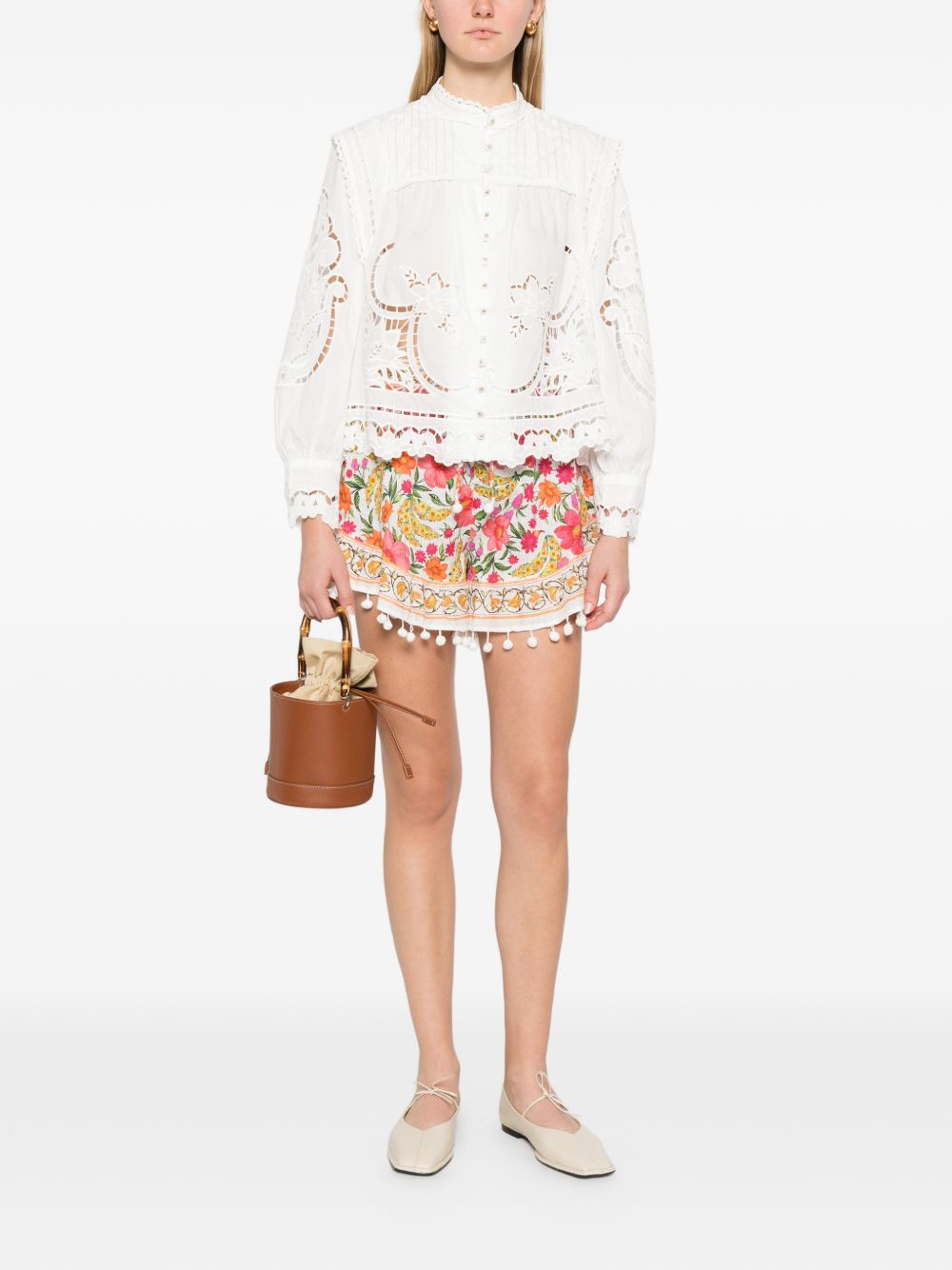 Camicetta con motivo traforato 351181 L0025 OFF WHITE FARM RIO