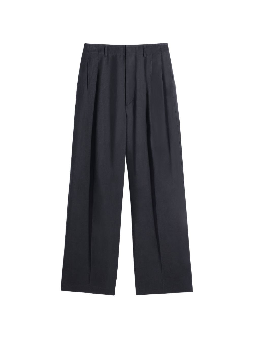 Pleated Tailored Pants in Viscose Linen Gabardine PA1294LF1561 BK983 ASH BLACK LEMAIRE