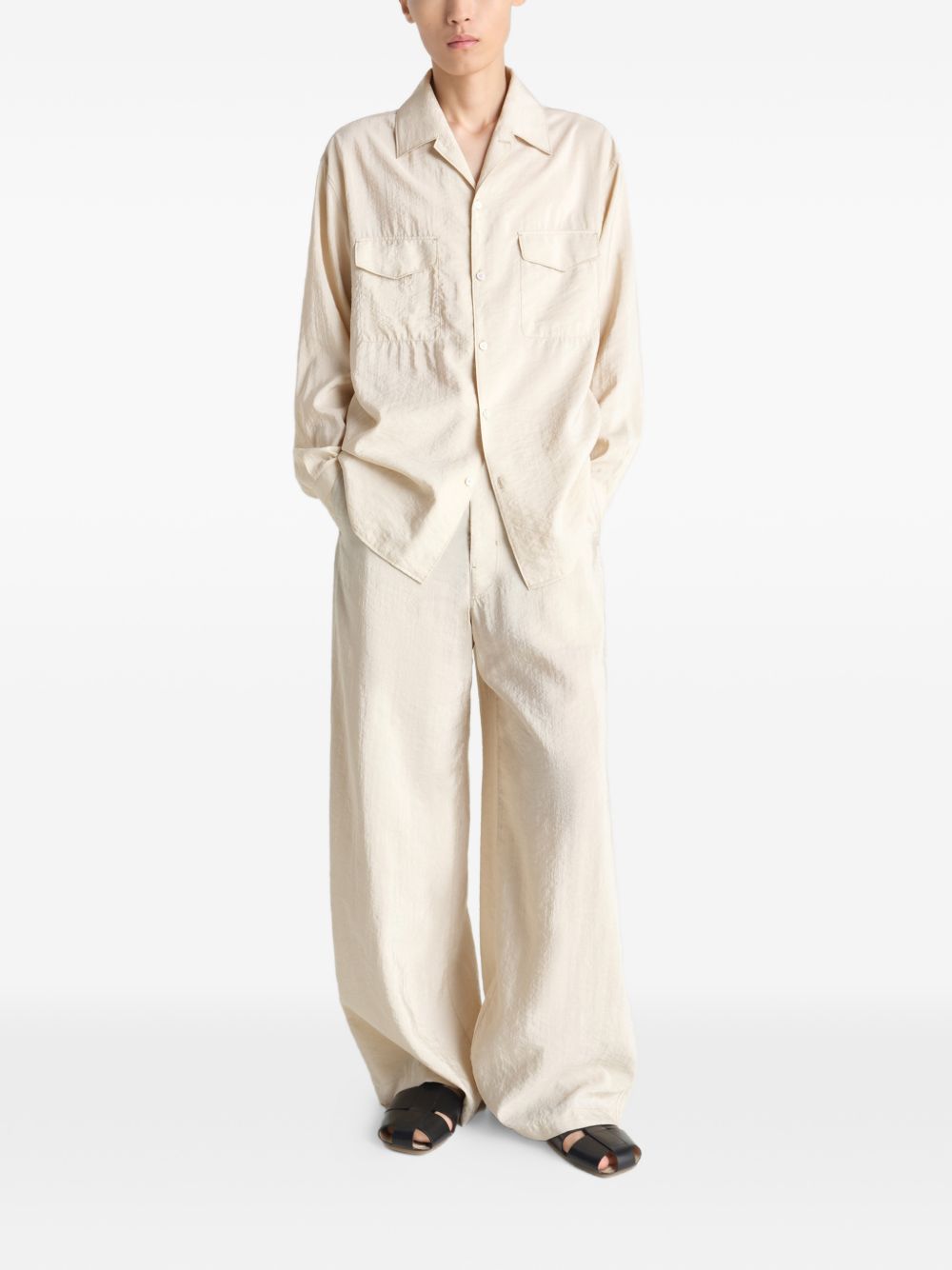 Convertible Collar Shirt in Dry Silk SH1233LF1308 BG235 OAT MILK LEMAIRE