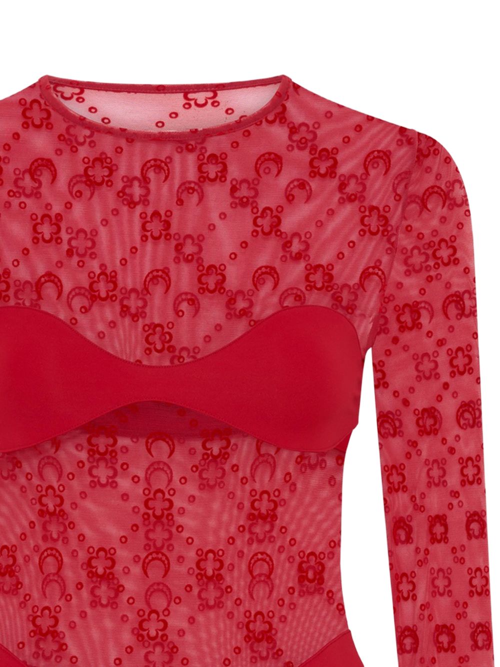 Moonogram Mesh Flock Bodysuit Top WTO474ACJER0005 RD11 RIBBON RED MARINE SERRE