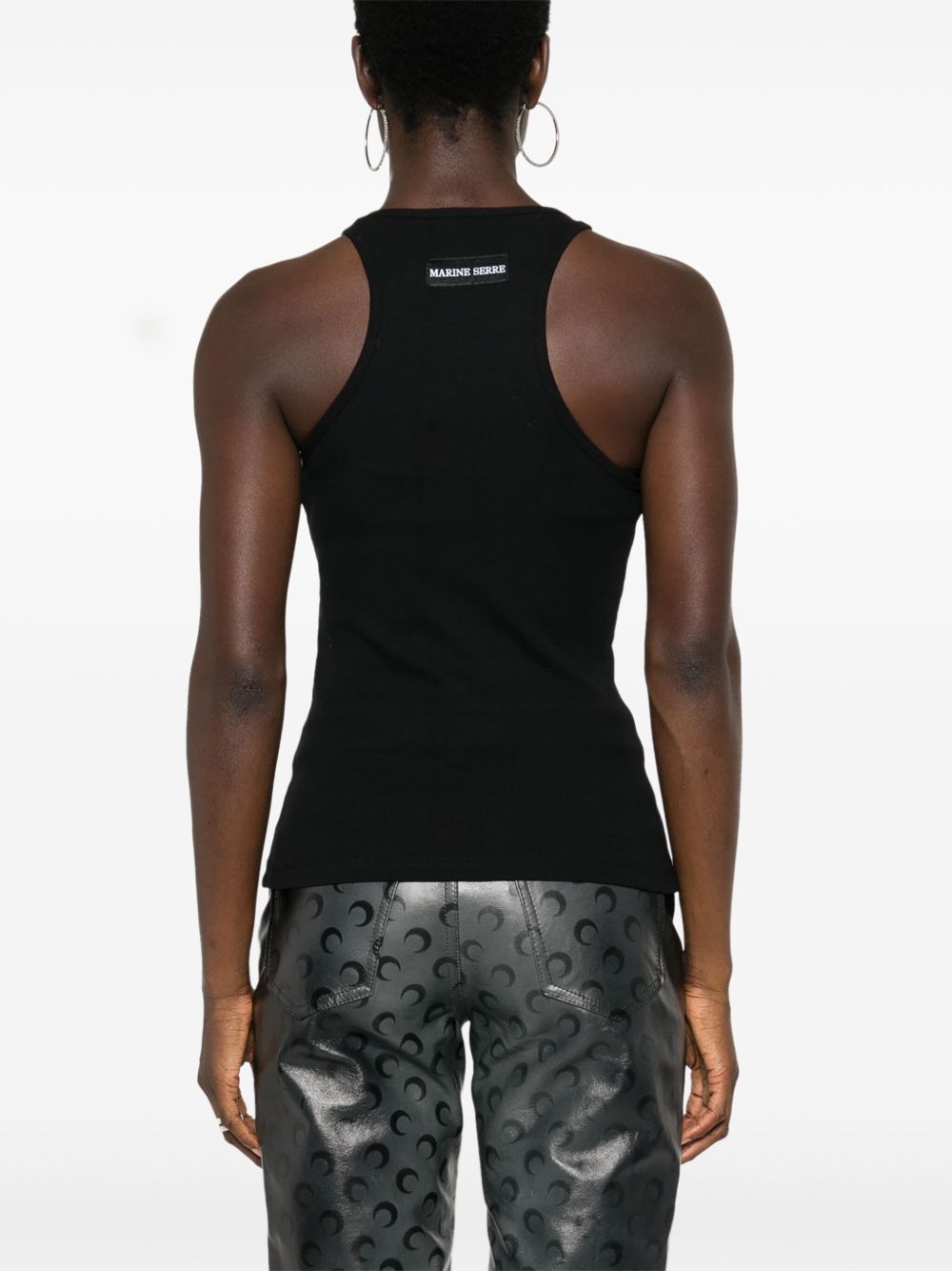 Moon Logo Ribbed Tank Top WTT014ACJER0011 BK99 BLACK MARINE SERRE