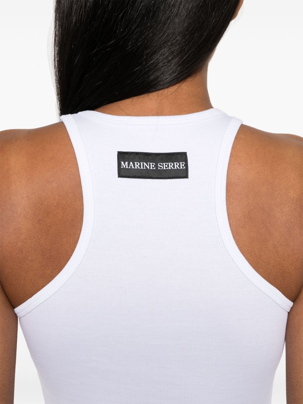 Moon Logo Ribbed Tank Top WTT014ACJER0011 WH10 WHITE MARINE SERRE