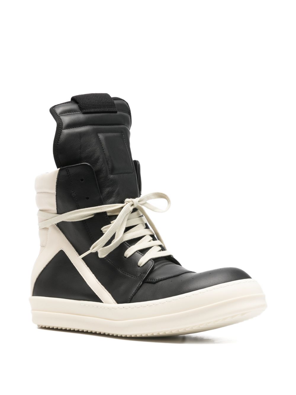 Geobasket In Pelle RU01F2894LCO 911 BLACK WHITE RICK OWENS