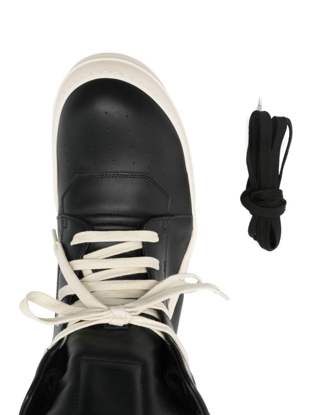 Geobasket In Pelle RU01F2894LCO 911 BLACK WHITE RICK OWENS