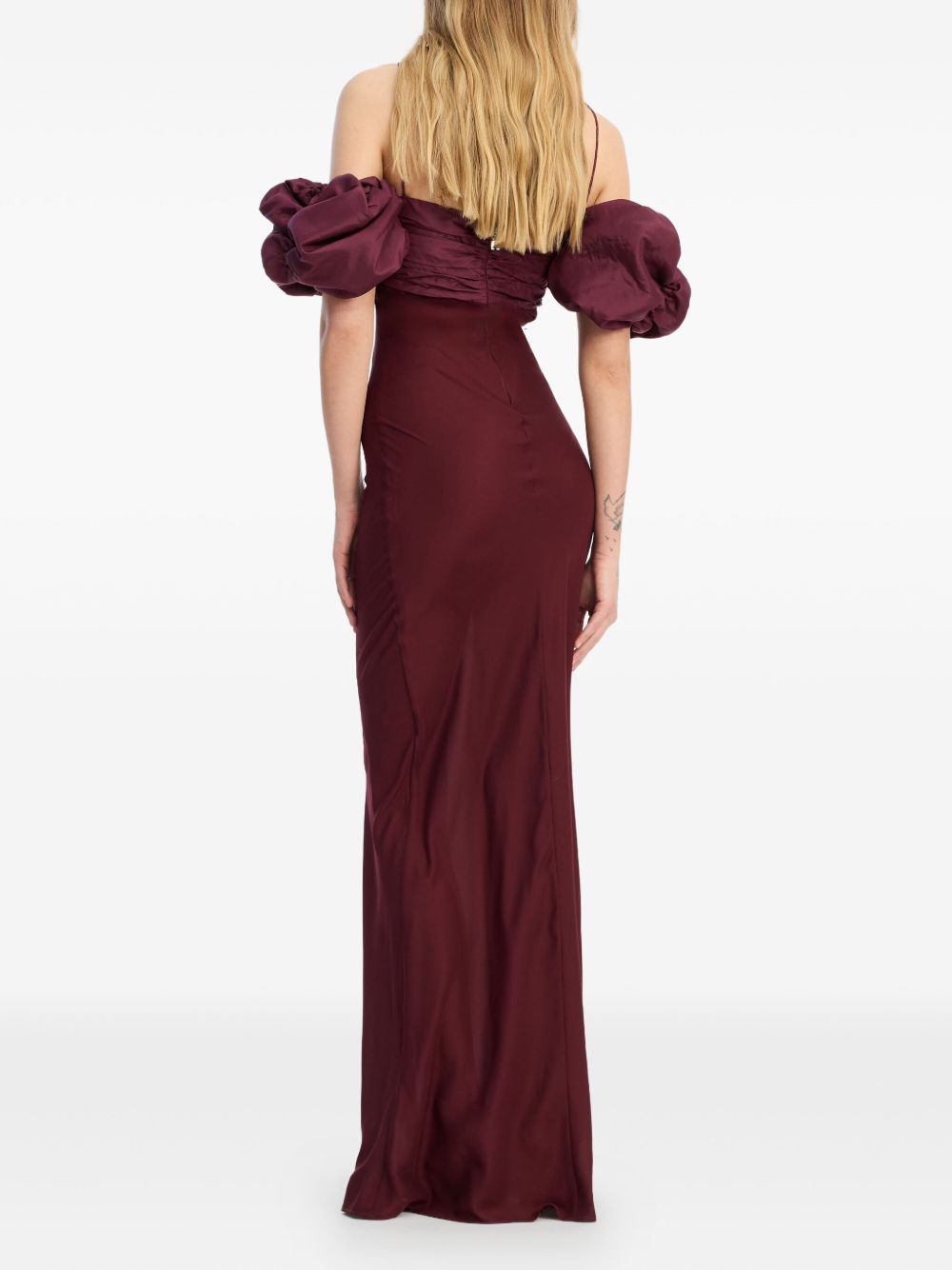 Maxi Abito In Chiffon Maniche Sbuffo 1149802734 2734 ZINFANDEL ROTATE