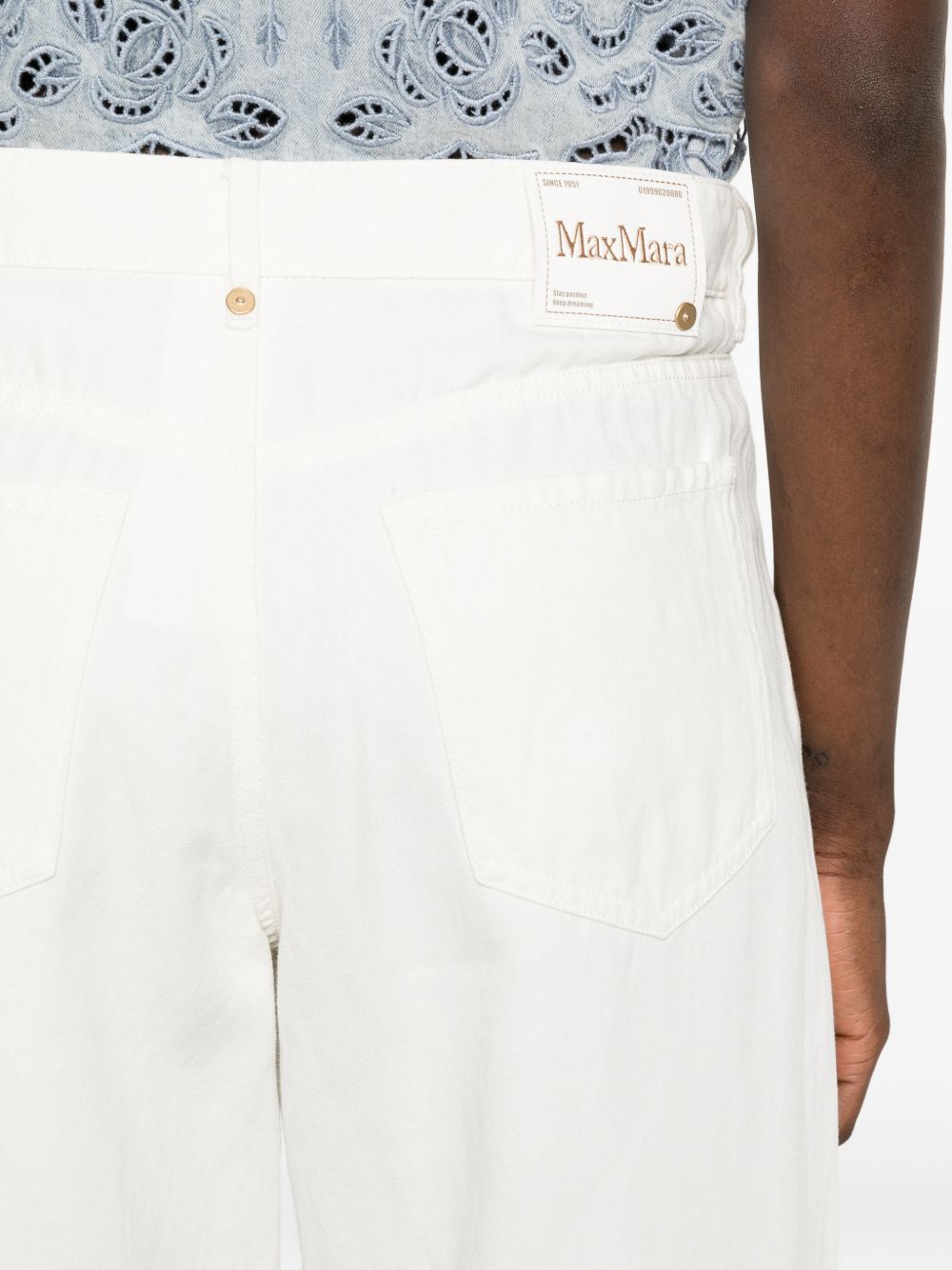 Pantaloni In Drill Di Cotone Leggero SMMONORATA 001 BIANCO S MAX MARA