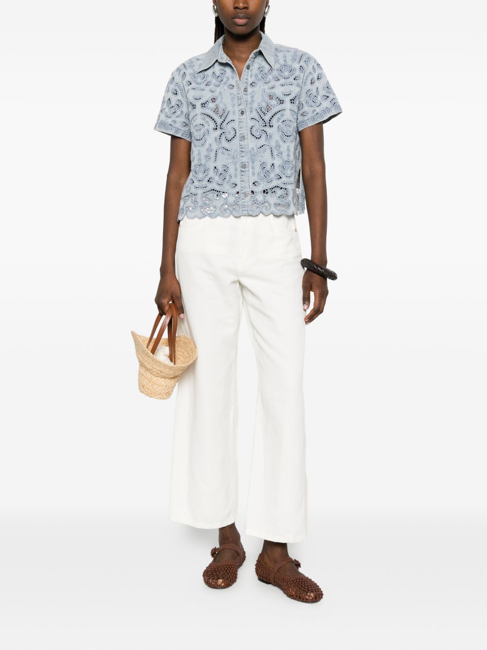 Pantaloni In Drill Di Cotone Leggero SMMONORATA 001 BIANCO S MAX MARA