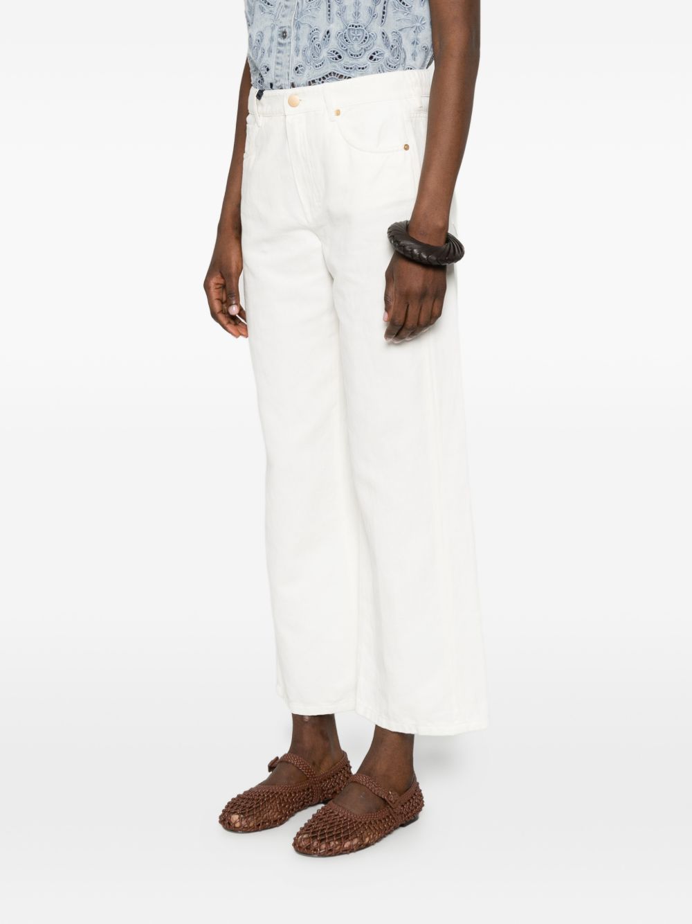 Pantaloni In Drill Di Cotone Leggero SMMONORATA 001 BIANCO S MAX MARA