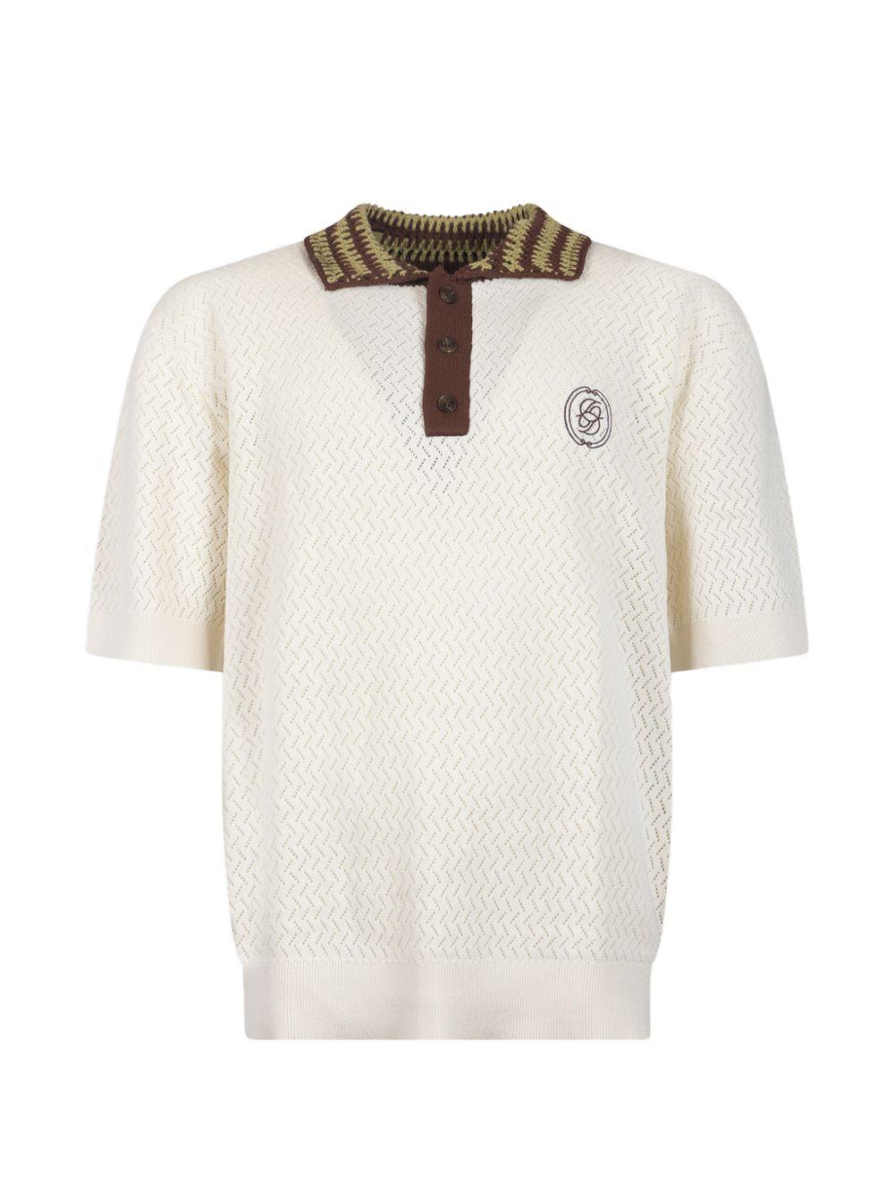 Polo Maille Ajouré D Miroir KPO206CO292 OFF WHITE DROLE DE MONSIEUR