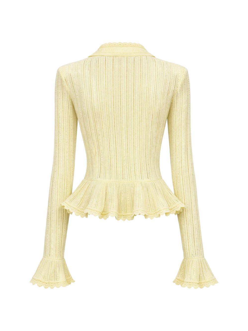 Yellow Pointelle Cardigan SS26049CY YELLOW SELF-PORTRAIT