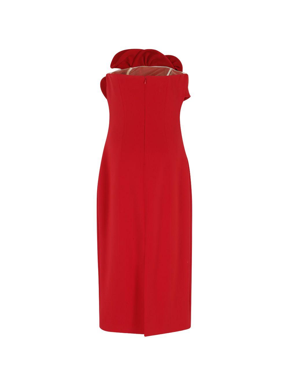 Wool Corset Dress with Sculptural Neckline 365426 RED MAGDA BUTRYM