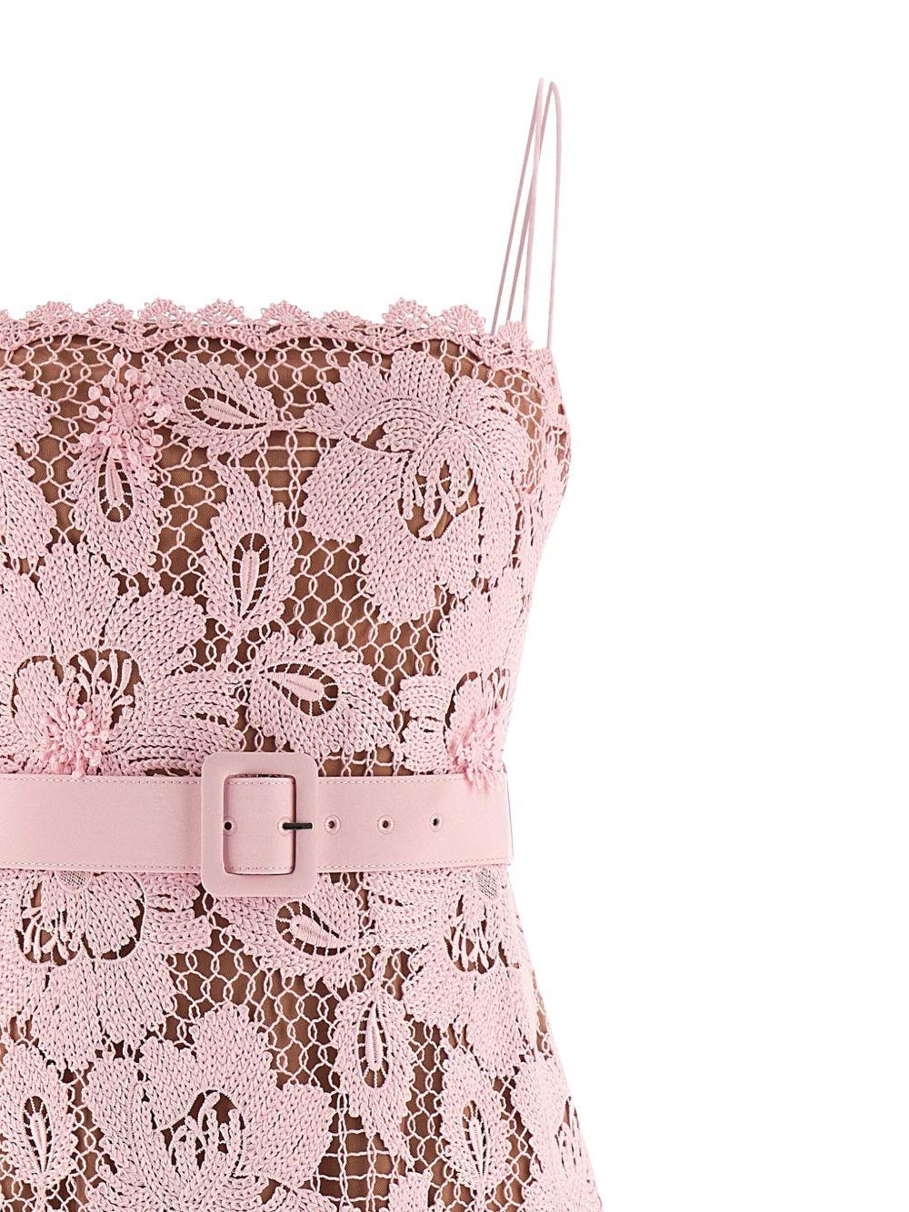 Pink Crochet Lace Midi Dress SS26007MAP PINK SELF-PORTRAIT