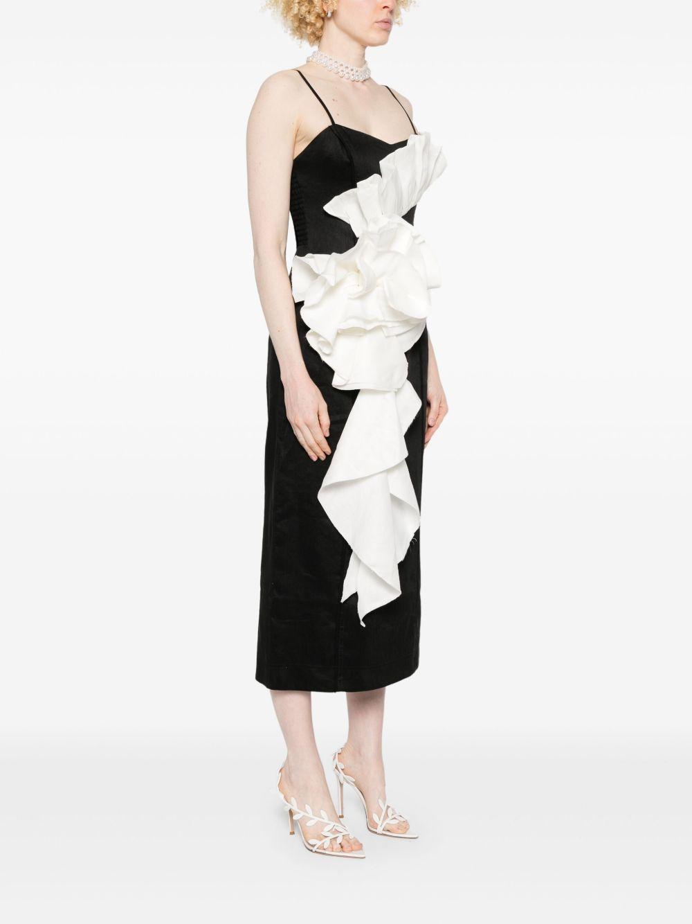 Parallels Spiral Midi Dress 24SS5309 BLACK IVORY AJE