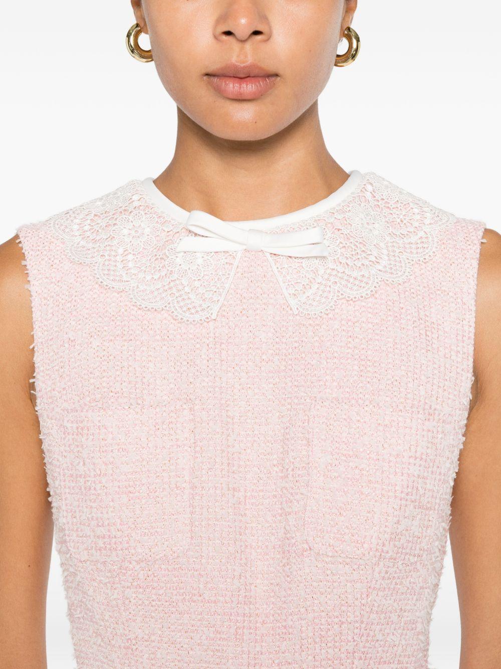 Abito midi rosa con colletto in pizzo bouclé PF26002MCP PINK SELF-PORTRAIT