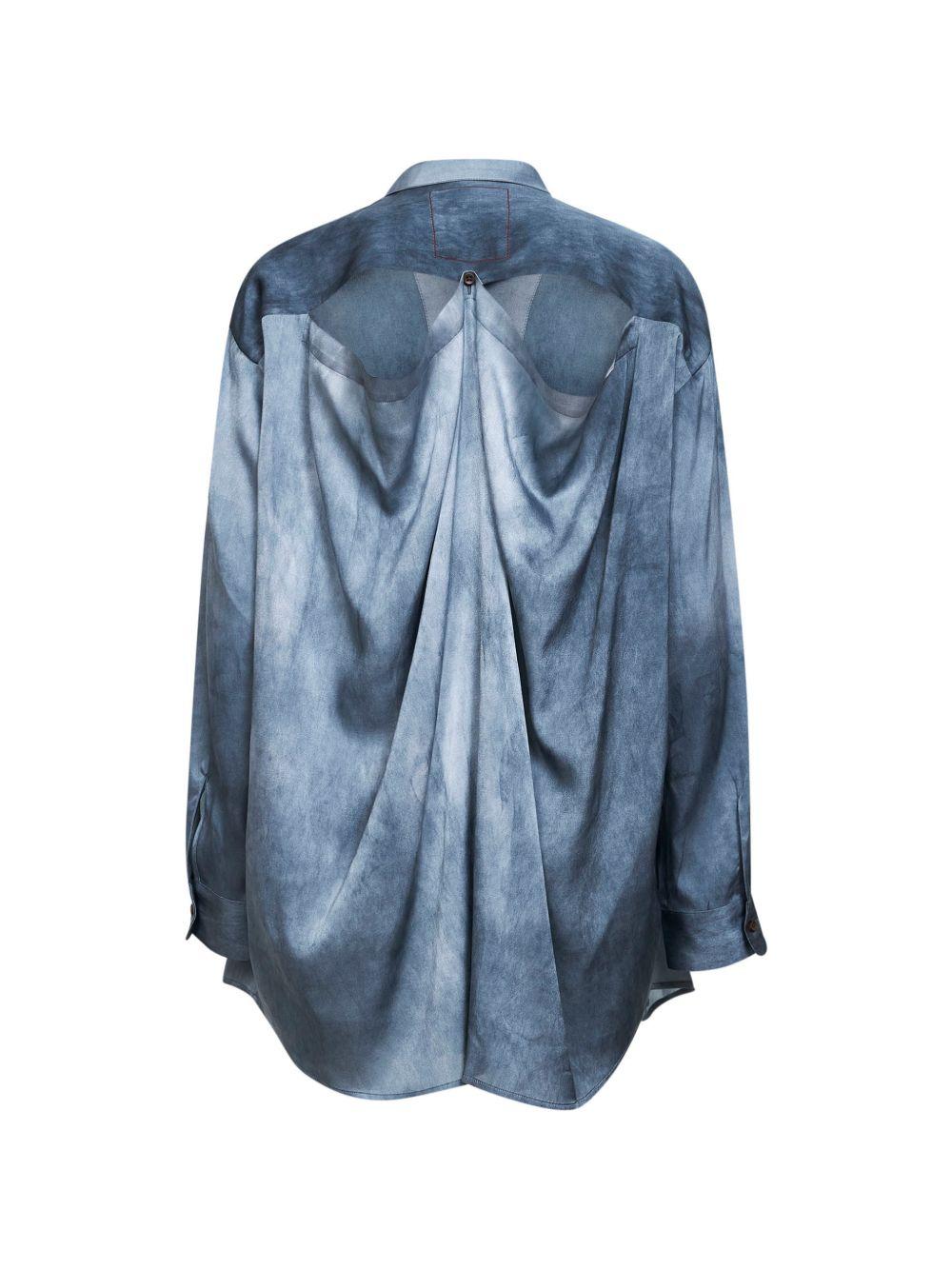 Top con spalle scese Tyesha UW1003 UW380 STEEL BLUE UMA WANG