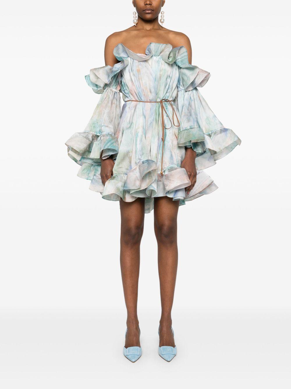 Mini abito a balze Illuminate 4510DS251 BLUE AGATE ZIMMERMANN