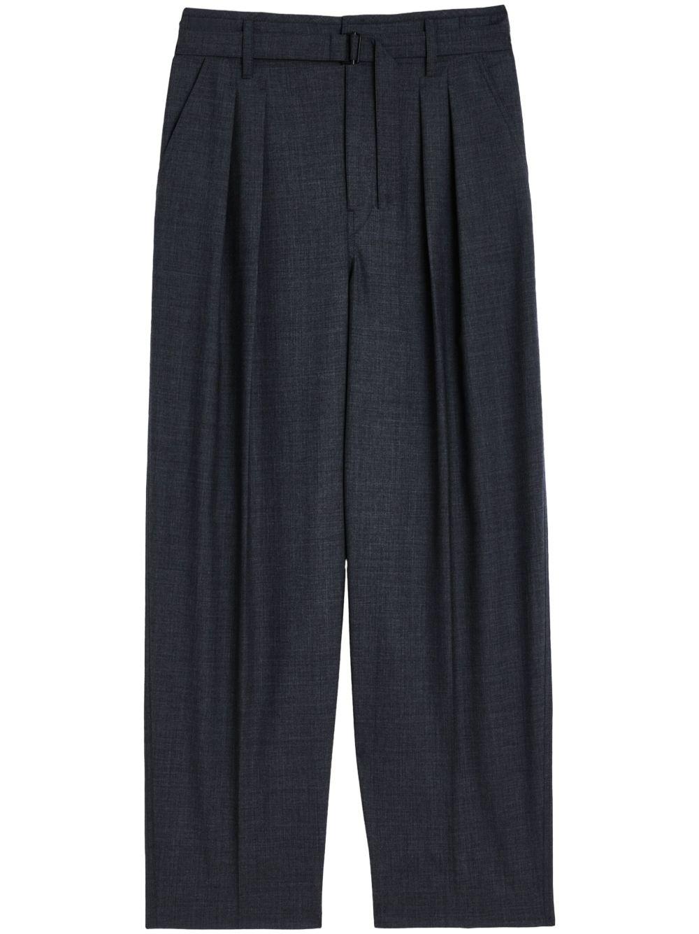 Belted Pleated Pants in Light Tropical Wool PA1173LF1386 MU099 GREY MELANGE LEMAIRE
