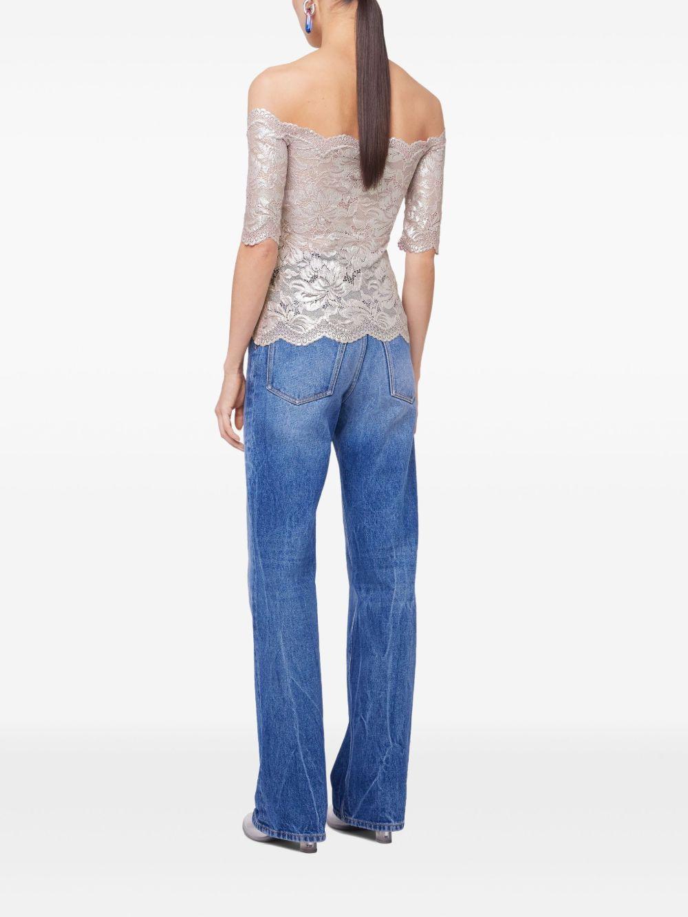 Blusa in pizzo floreale<BR/> 25EJTO097PA0244 M959 POWDER PINK SILVER RABANNE