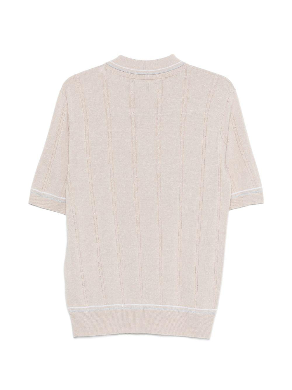 Maglia girocollo in lino e cotone M76MAGM42MAG0M018 011302 BIANCO GRIGIO SABBIA ELEVENTY