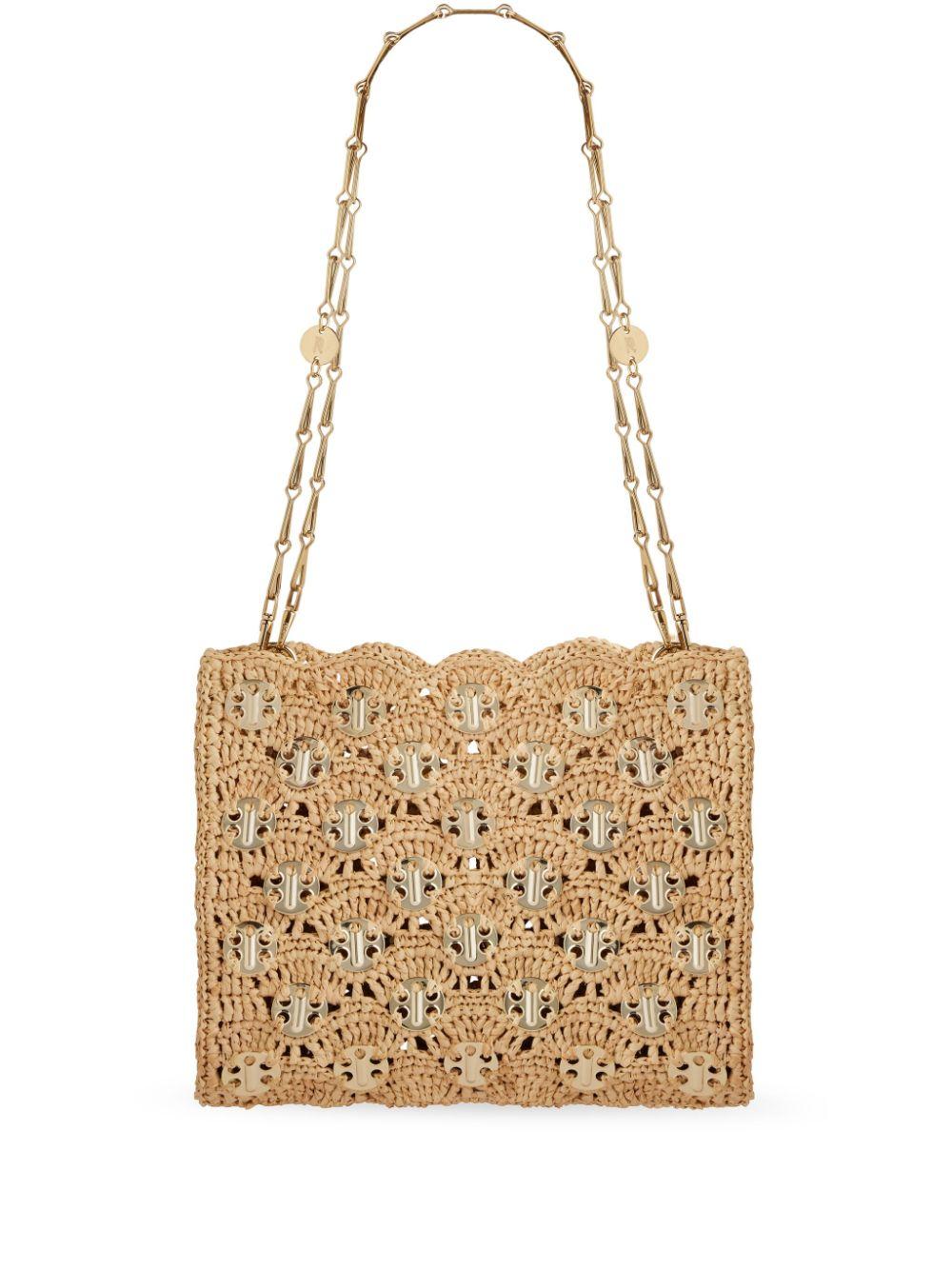 Iconic 1969 raffia shoulder bag 24FSS0442NAT026 M227 NATURAL LIGHT GOLD RABANNE