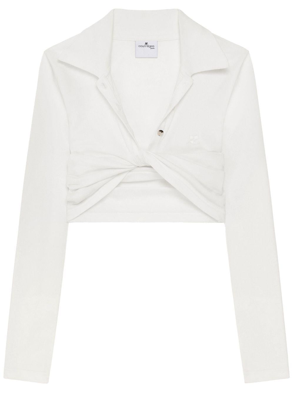 Twist Piqué Cropped Polo 225JPO048JS0193 0001 HERITAGE WHITE COURREGES