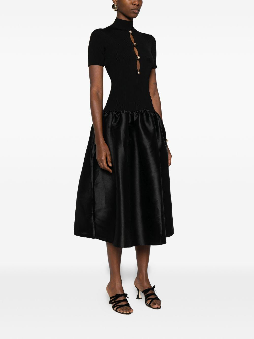 Robe mi-longue à boutonnière RS26138MB BLACK SELF-PORTRAIT