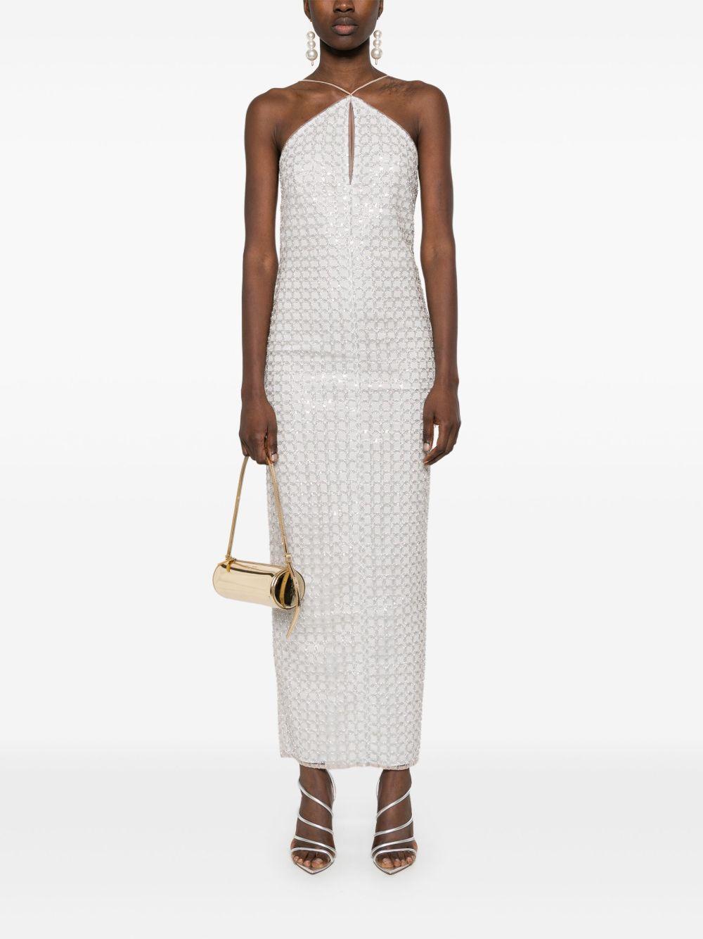 Abito lungo con decorazione 113713800 800 DOESKIN BEIGE ROTATE