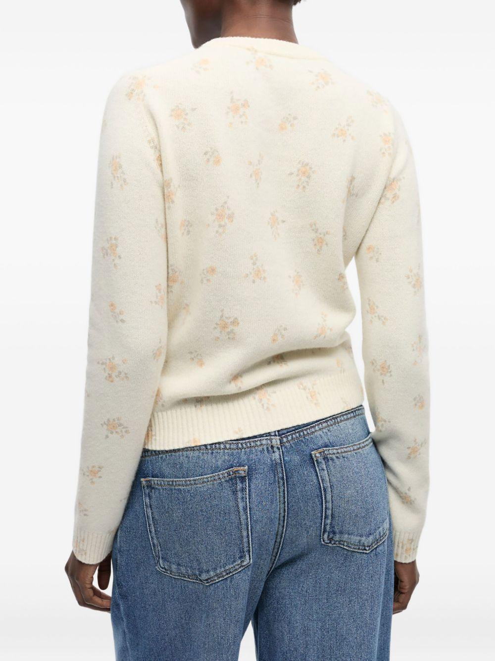 Ivory Printed Wool Mix Cardigan K2528 277 ANTIQUE WHITE GANNI