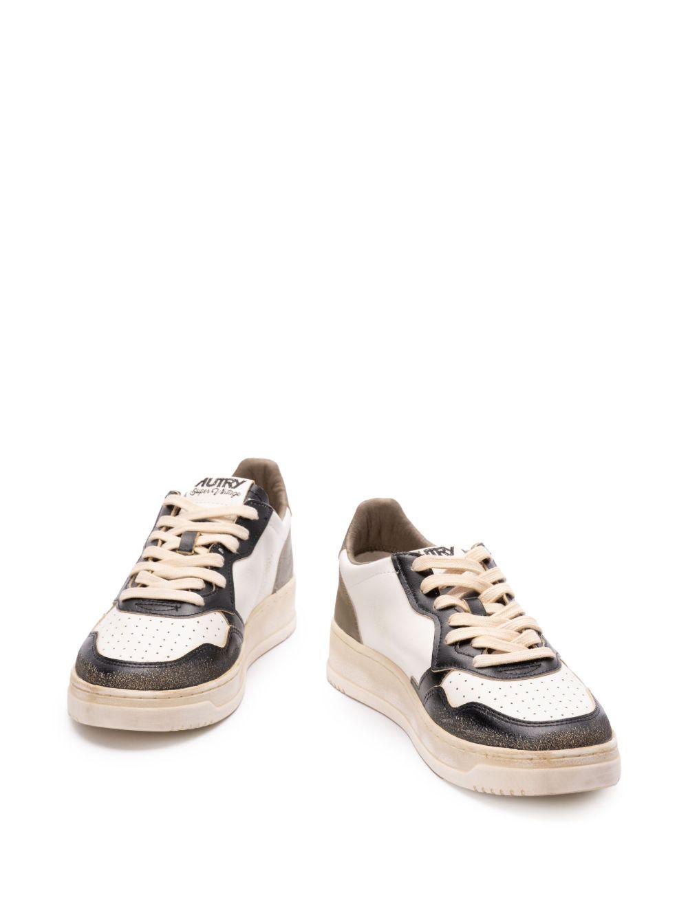 Autry Super Vintage Low in pelle e suede, colore White, Camo Green e Black AVLMSV46 WHITE CVGR BLACK AUTRY
