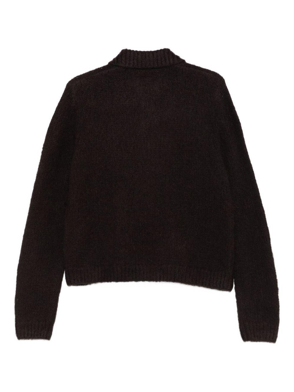Cropped Alpaca Cardigan<BR/> MORA2709 704 DARK BROWN DRIES VAN NOTEN