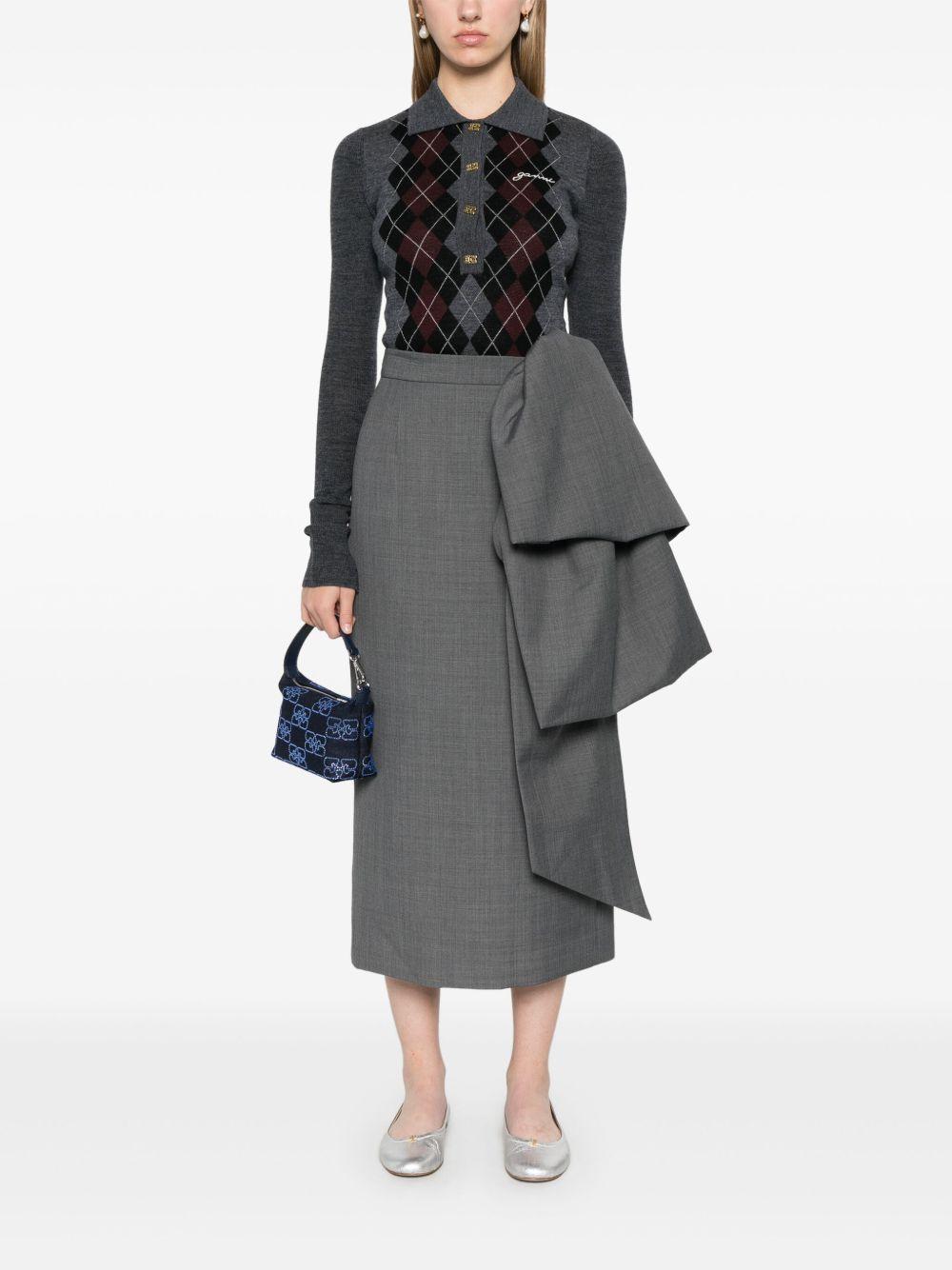 Grey Knitted Polo Shirt K2314 523 FROST GRAY GANNI