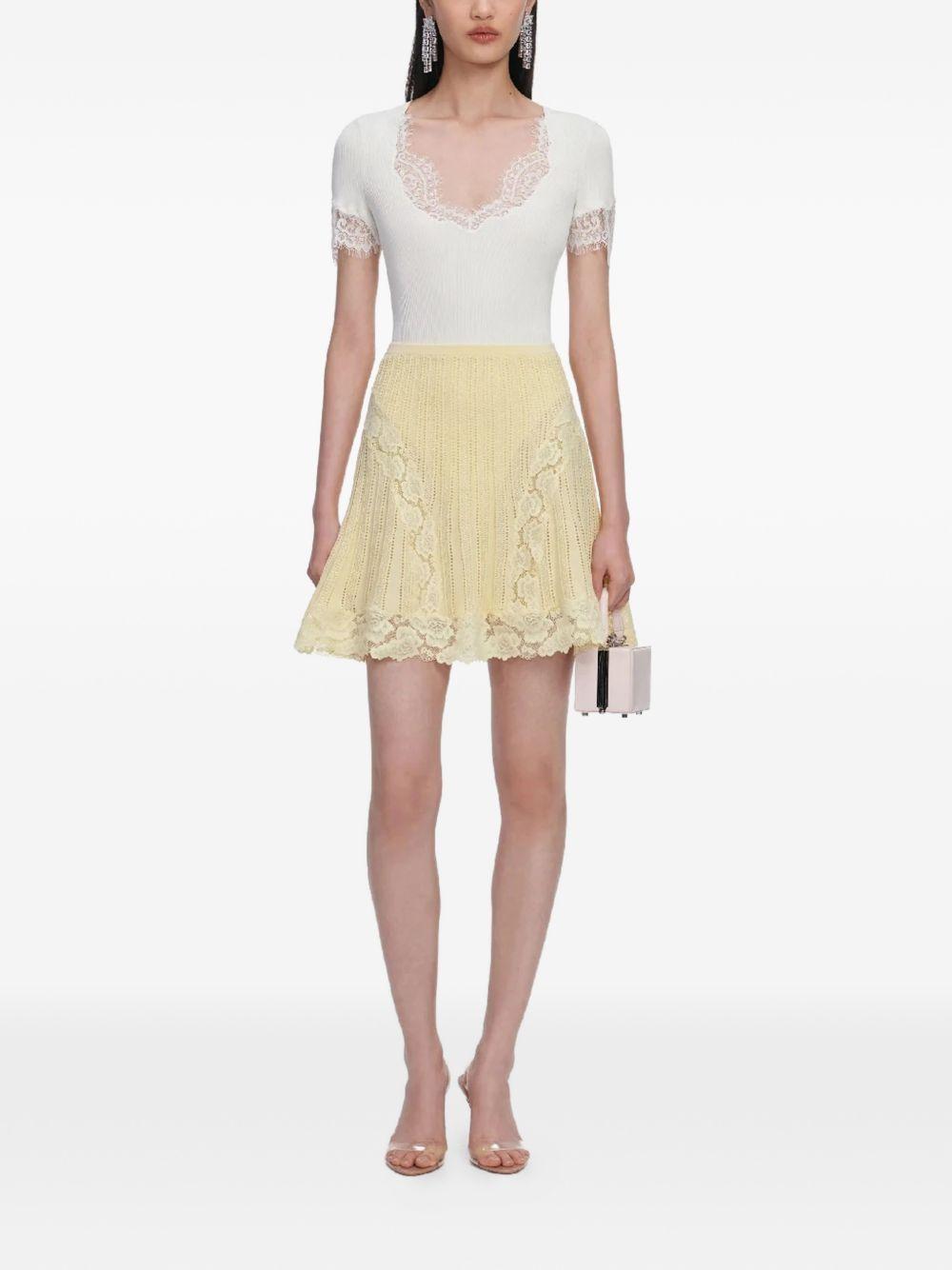Yellow Pointelle Knit Mini Skirt SS26049SKY YELLOW SELF-PORTRAIT