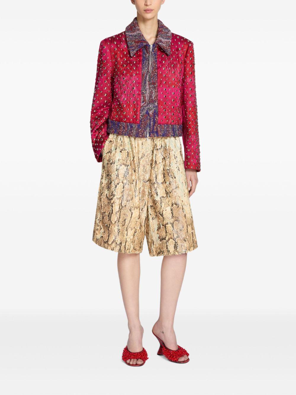 Shorts in cotone con paillettes.<BR/> 2510109421483 103 BEIGE DRIES VAN NOTEN