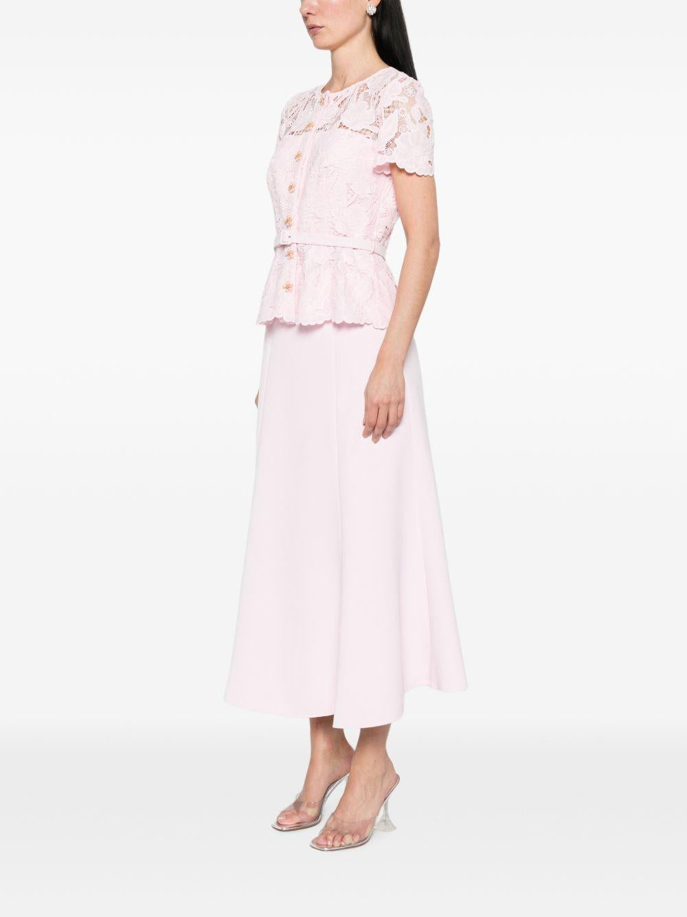 Pink Lace Crepe Midi Dress SS26020MP PINK SELF-PORTRAIT