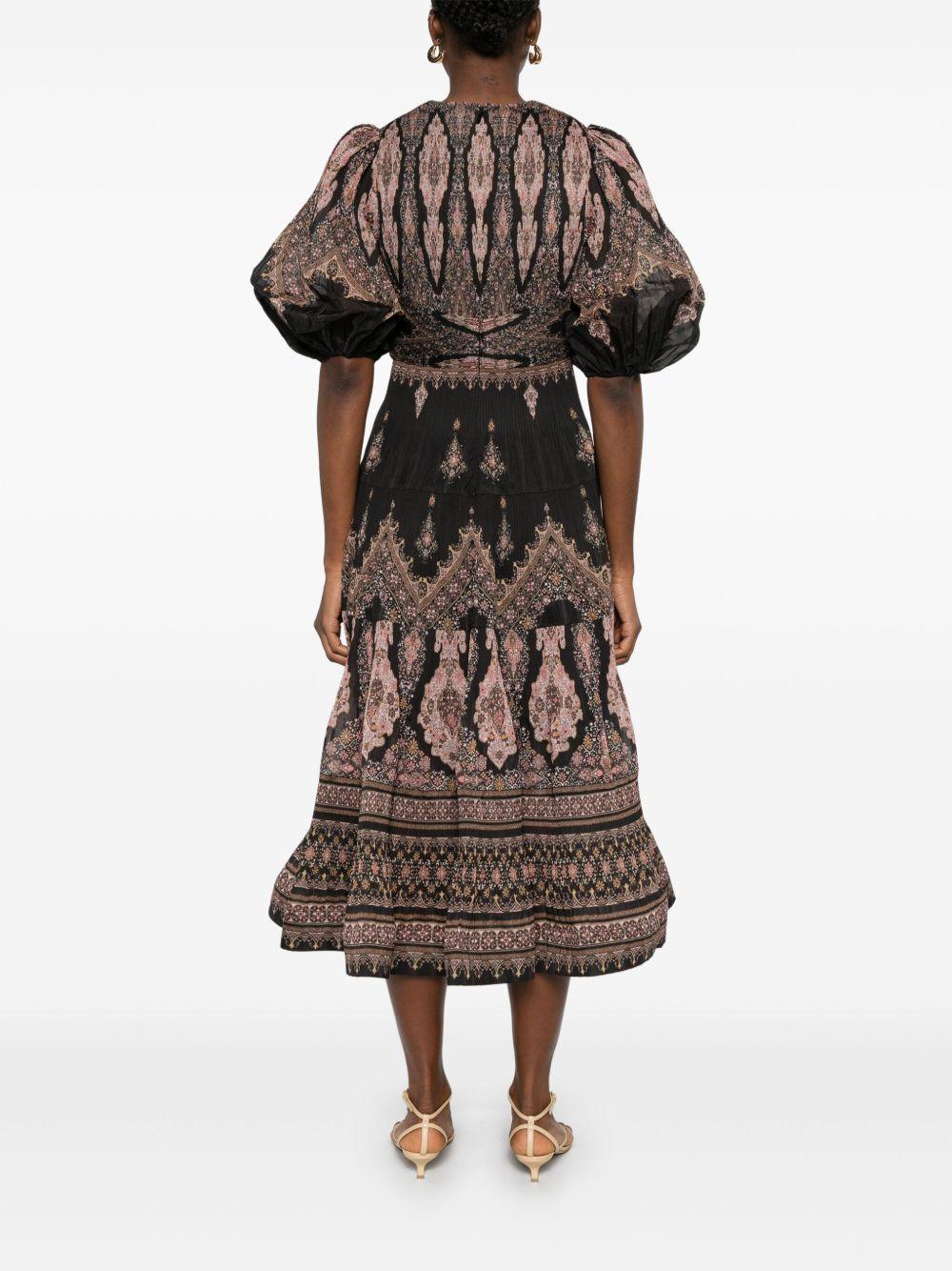 Abito midi plissettato 3905DS25R BLACK PAISLEY ZIMMERMANN