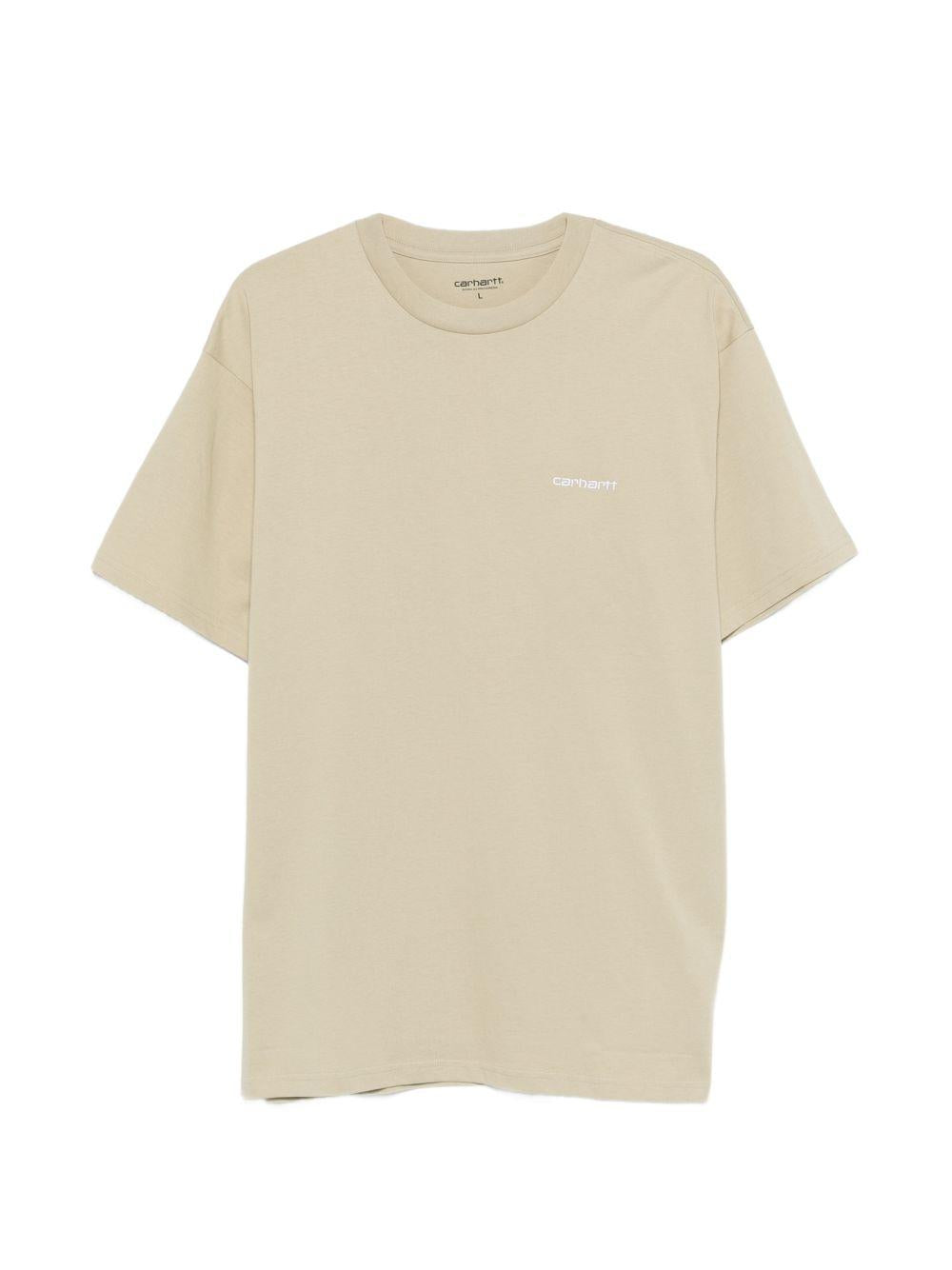 S/S Script Embroidery T-Shirt Cotton Single Jersey I030435 3LWXX BARCHAN WHITE CARHARTT WIP