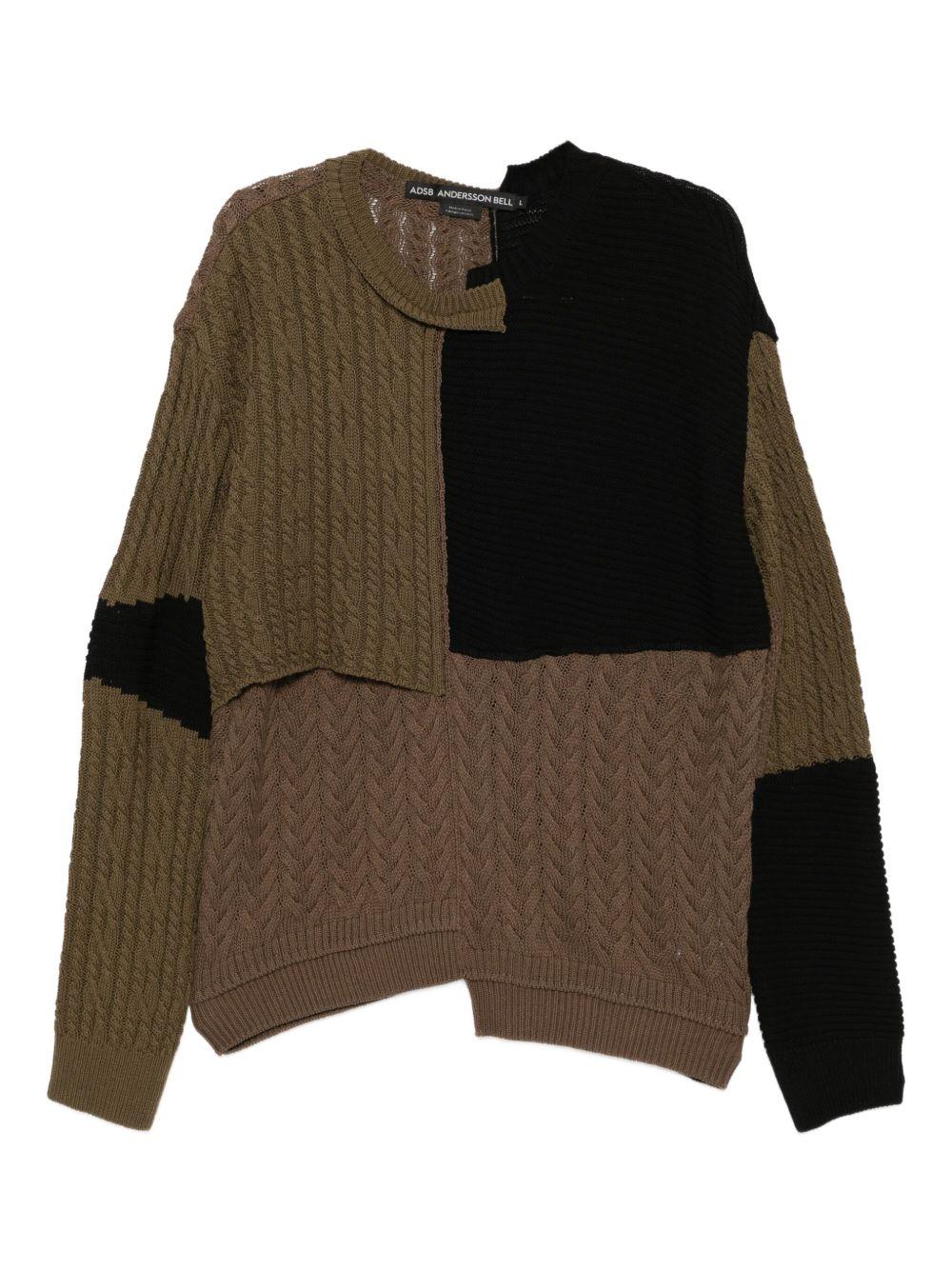 Patchwork Asymmetric Crewneck Sweater ATB1330M MULTI ANDERSSON BELL