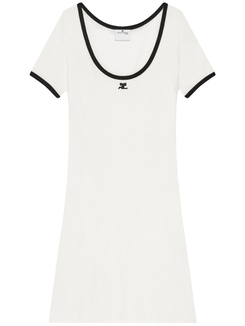 Holistic Contrast Mini Dress 225JRO600JS0203 0098 HERITAGE WHITE BLACK COURREGES