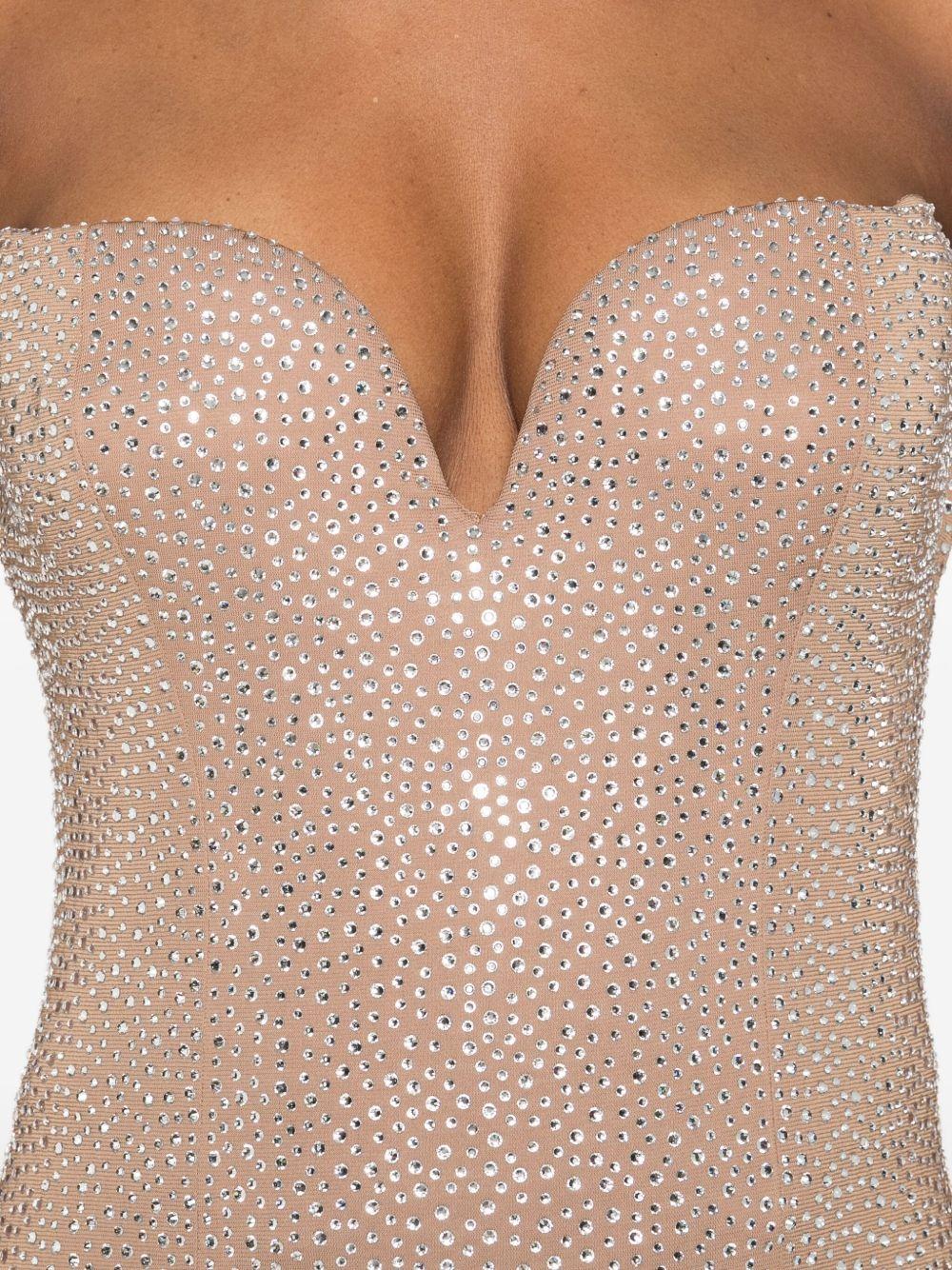 Abito lungo con decorazione cristallo 05FWDR511FC05428A 21 BEIGE GIUSEPPE DI MORABITO