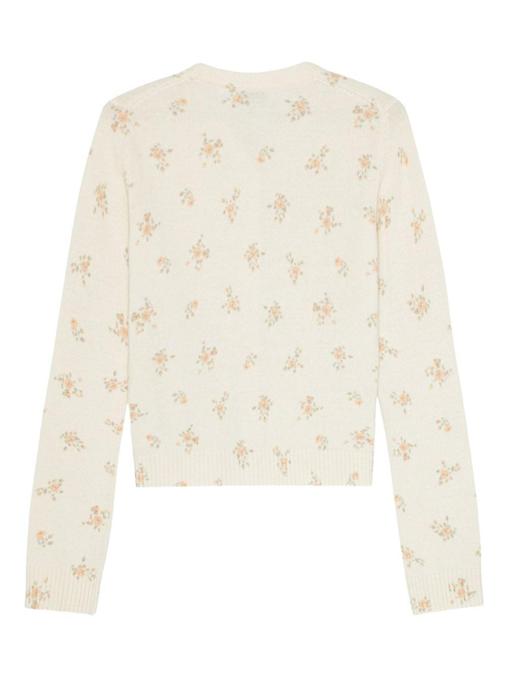 Ivory Printed Wool Mix Cardigan K2528 277 ANTIQUE WHITE GANNI