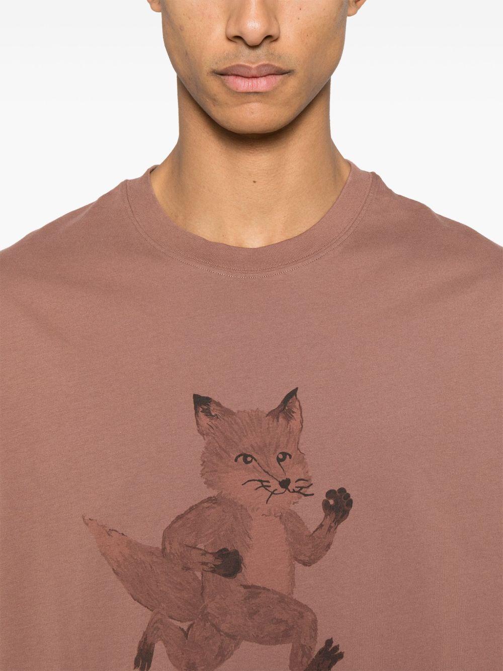 Speedy Fox-print T-shirt OM00109KJ0008 0112 BRUNETTE MAISON KITSUNE
