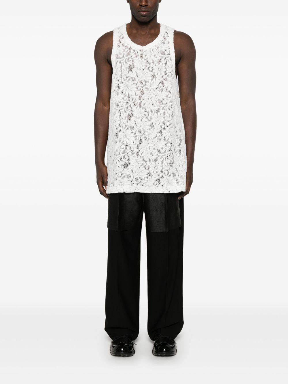 White Raschel Lace Tank Top POT035 2 WHITE COMME DES GARCONS HOMME PLUS