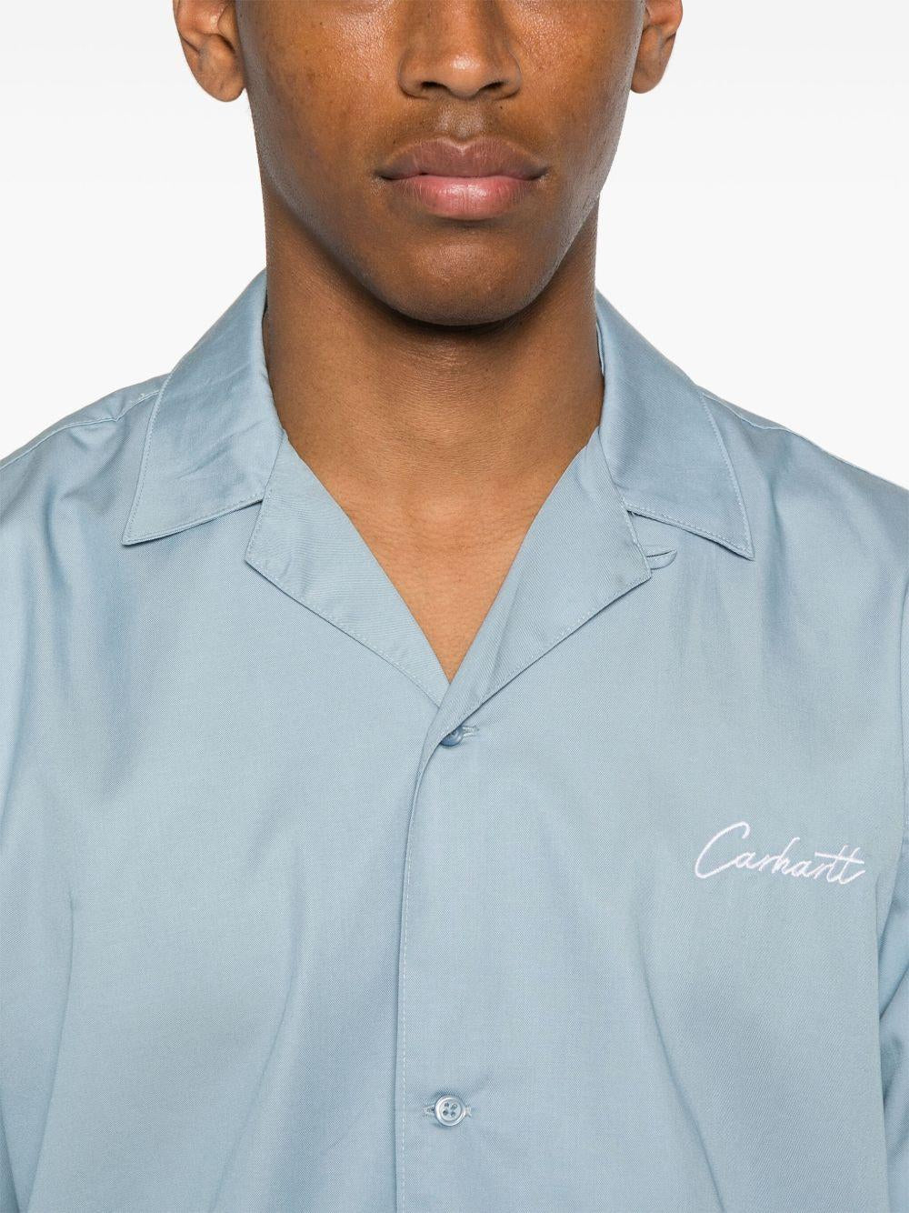 Camicia S/S In Tencel I031465 0ROXX FROSTED BLUE WHITE CARHARTT WIP