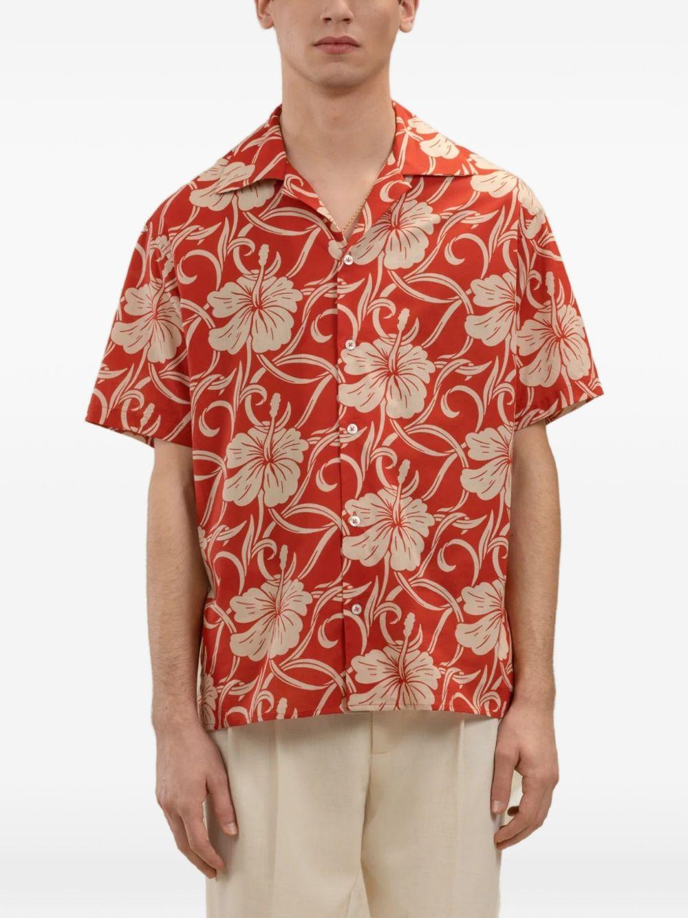 Chemise Hibiscus Monogramme KSH228CO288 RED DROLE DE MONSIEUR