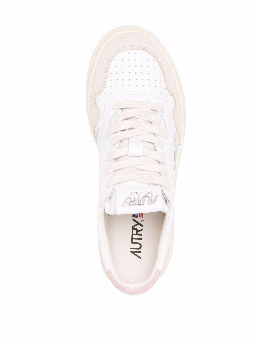 Sneakers Medalist Low in pelle bianca e powder e suede beige AULWLS37 WHITE POW AUTRY
