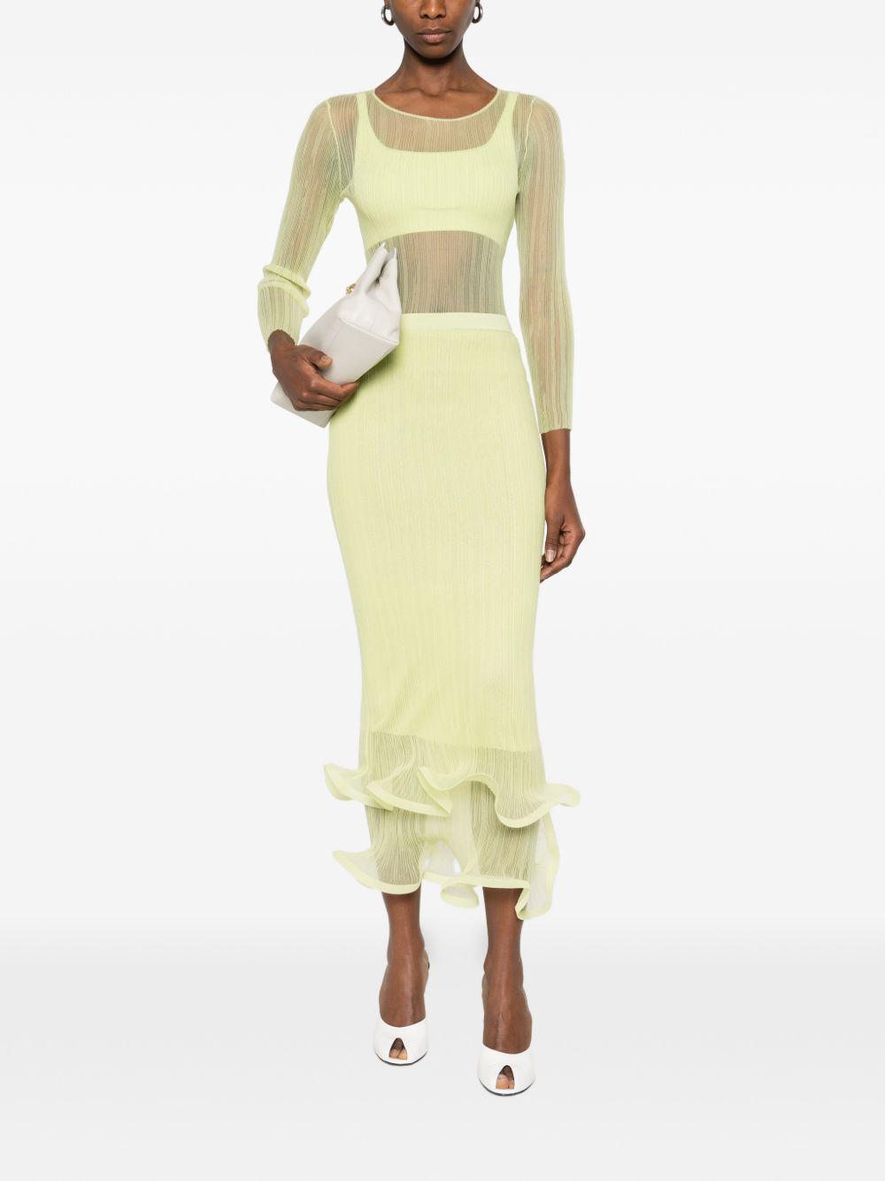Kelso Sheer Plissé Skirt 1263016K CELADON SIMKHAI