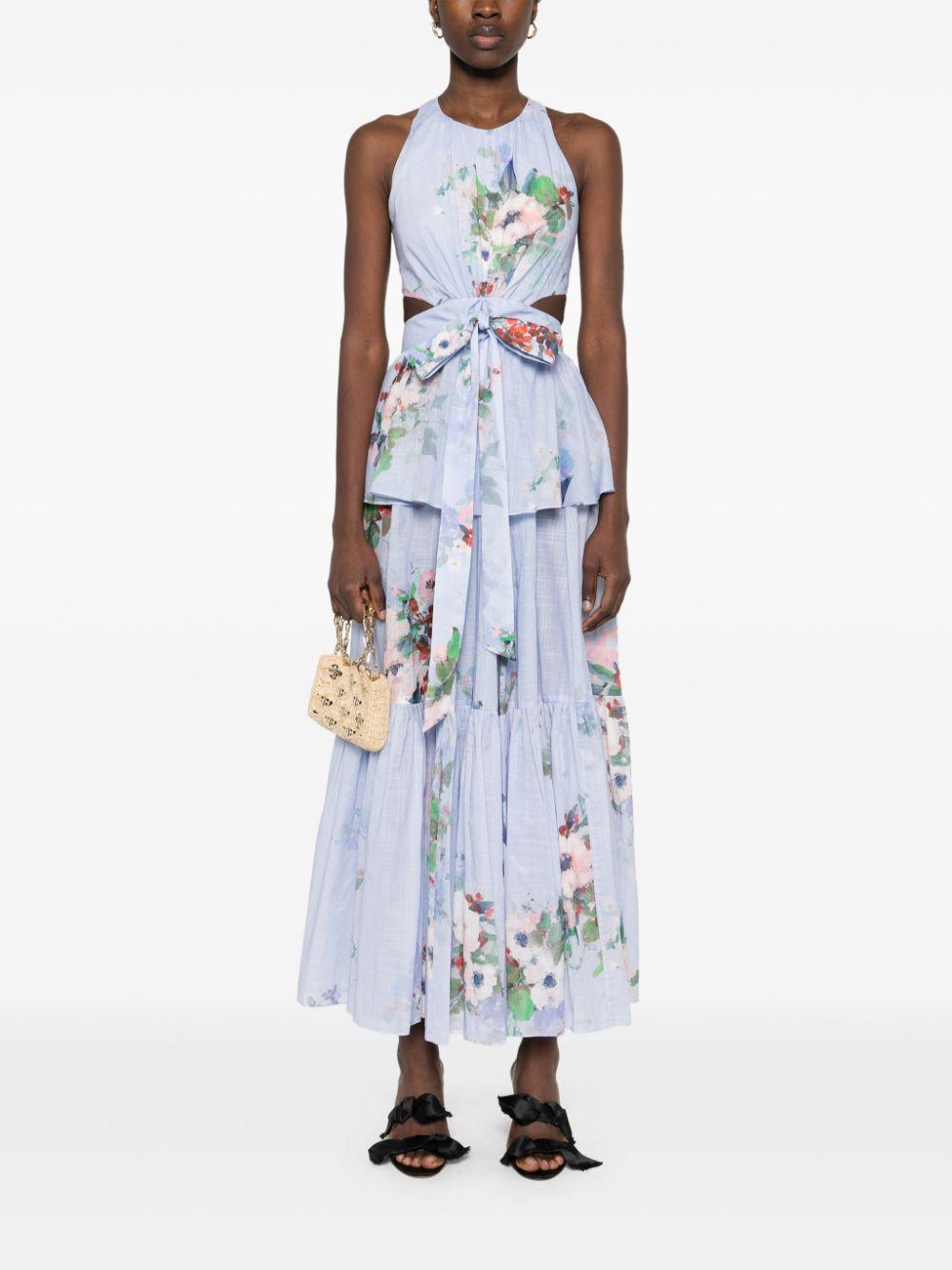 Abito midi Everley 1242DRS255 LIGHT BLUE WATERCOLOUR FLORAL ZIMMERMANN