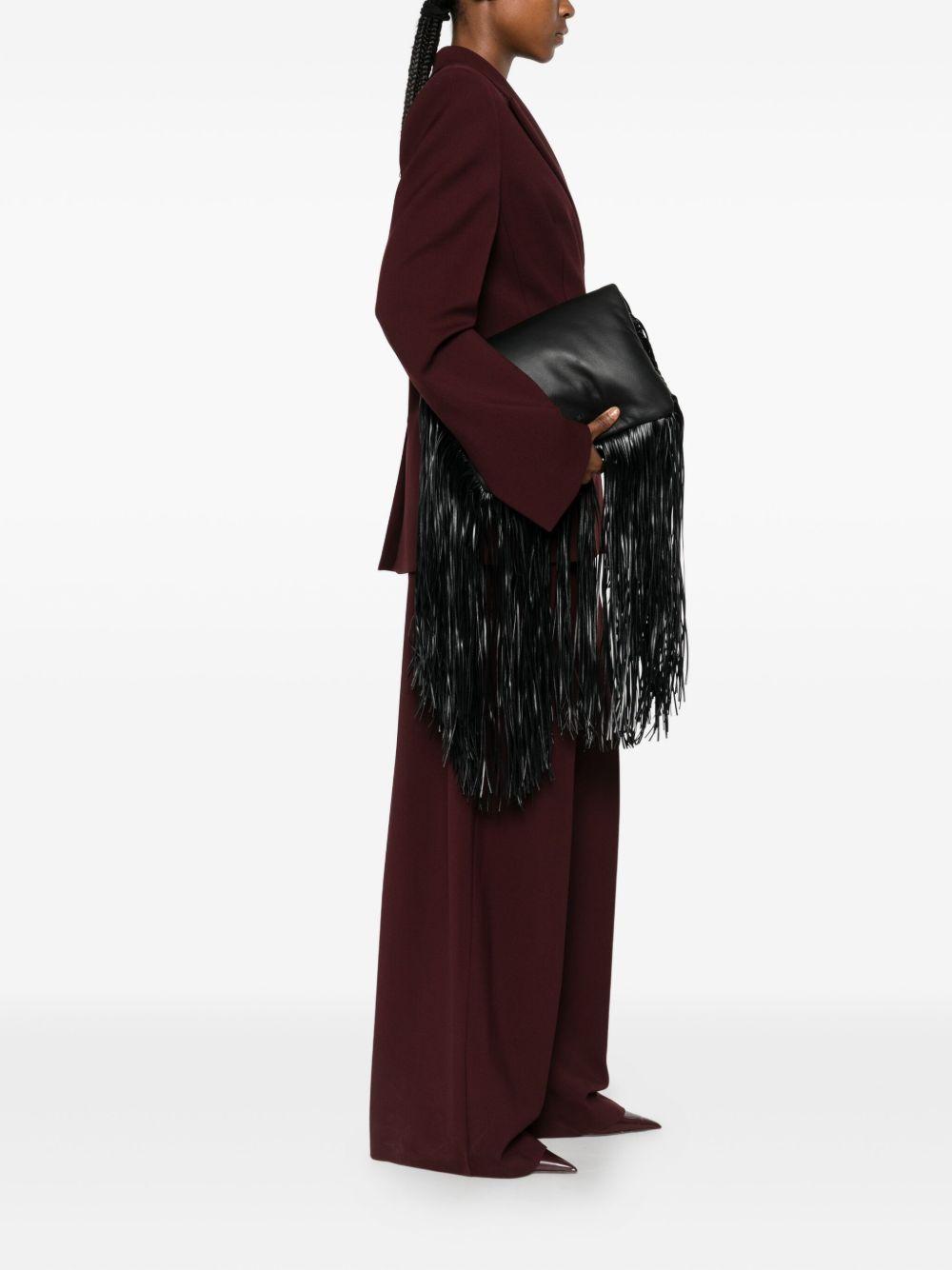 Mini Soffy Bag in nappa con frange SOFFYFRINGESMM81193 003 NERO SPORTMAX